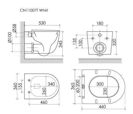 Унитаз подвесной Ceramicanova Whirl торнадо 3.0 CN11007T сиденье микролифт 